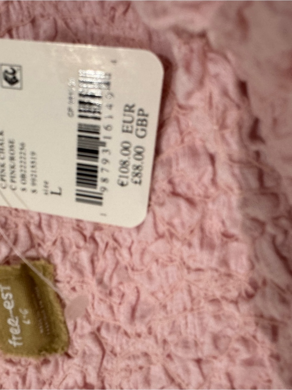 Free People free-est sterling Smocked side tieTiered Maxi Dress PinkChalk L NWT - Picture 6 of 11